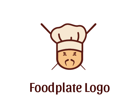 chopsticks behind man wearing chef hat