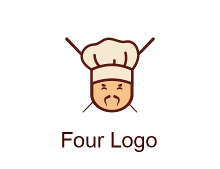 chopsticks behind man wearing chef hat