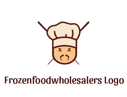 chopsticks behind man wearing chef hat