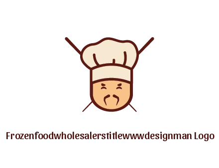 chopsticks behind man wearing chef hat