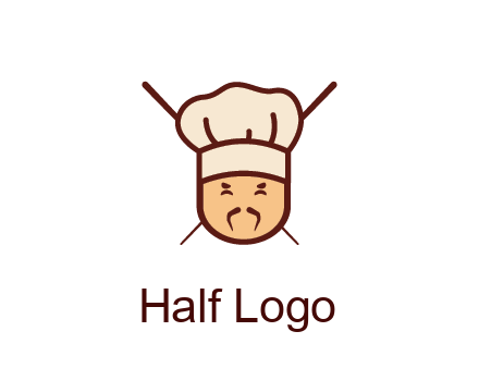chopsticks behind man wearing chef hat