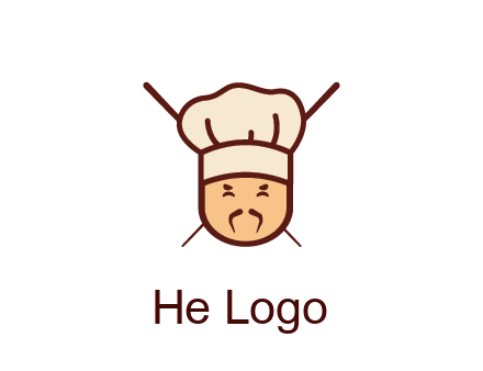 chopsticks behind man wearing chef hat
