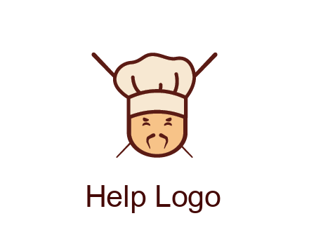 chopsticks behind man wearing chef hat