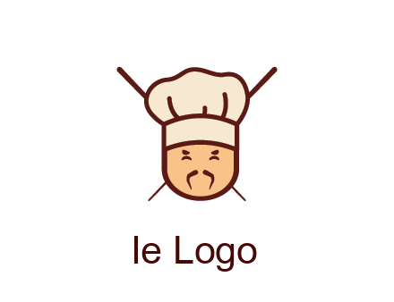 chopsticks behind man wearing chef hat