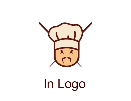 chopsticks behind man wearing chef hat