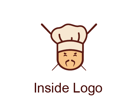 chopsticks behind man wearing chef hat