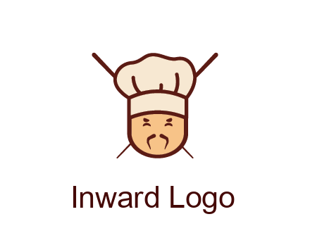 chopsticks behind man wearing chef hat