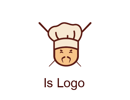 chopsticks behind man wearing chef hat