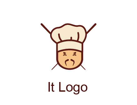chopsticks behind man wearing chef hat