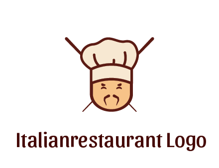 chopsticks behind man wearing chef hat
