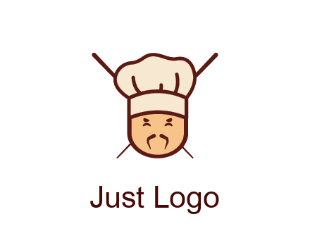 chopsticks behind man wearing chef hat