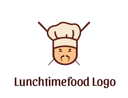 chopsticks behind man wearing chef hat