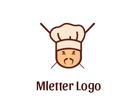 chopsticks behind man wearing chef hat