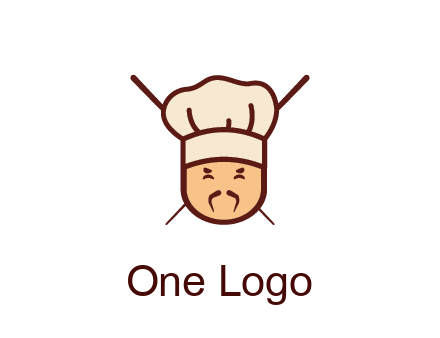 chopsticks behind man wearing chef hat