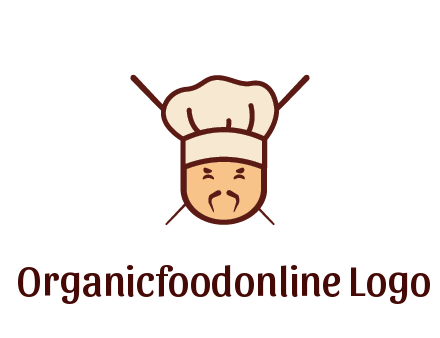 chopsticks behind man wearing chef hat
