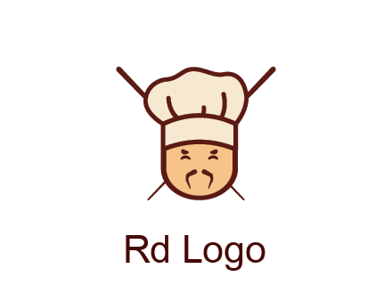 chopsticks behind man wearing chef hat