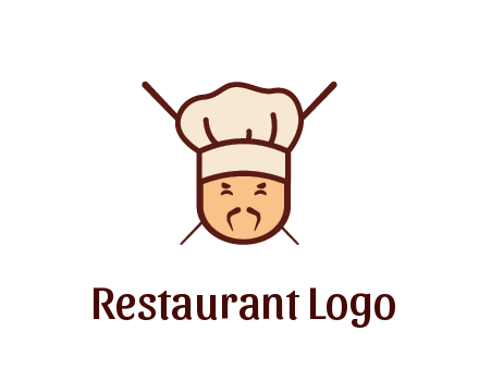 chopsticks behind man wearing chef hat
