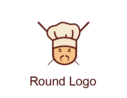 chopsticks behind man wearing chef hat