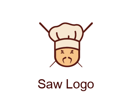 chopsticks behind man wearing chef hat