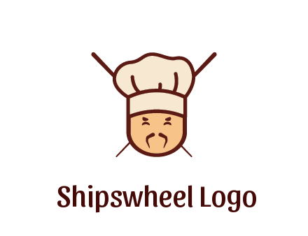 chopsticks behind man wearing chef hat