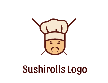 chopsticks behind man wearing chef hat