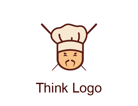 chopsticks behind man wearing chef hat