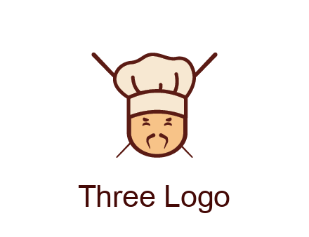 chopsticks behind man wearing chef hat