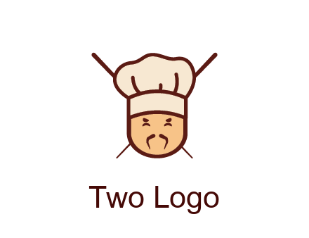 chopsticks behind man wearing chef hat