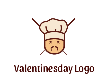 chopsticks behind man wearing chef hat