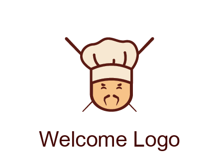 chopsticks behind man wearing chef hat