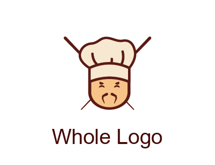 chopsticks behind man wearing chef hat