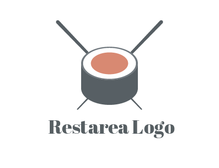 chopsticks behind sushi slice