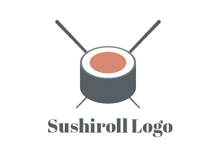 chopsticks behind sushi slice