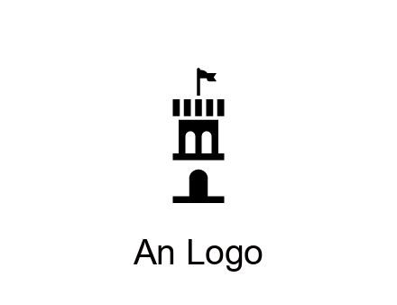 abstract negative spacing tower with flag