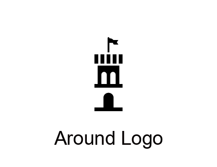 abstract negative spacing tower with flag