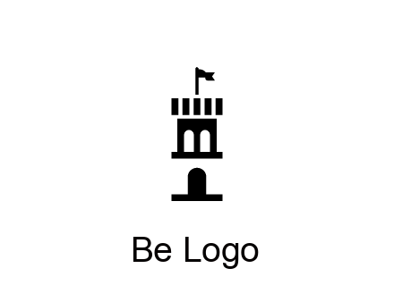 abstract negative spacing tower with flag