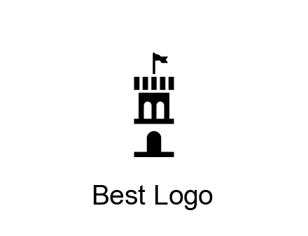 abstract negative spacing tower with flag