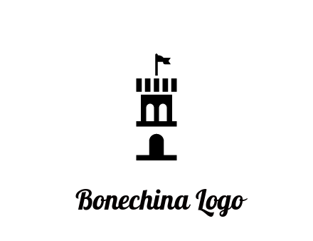 abstract negative spacing tower with flag