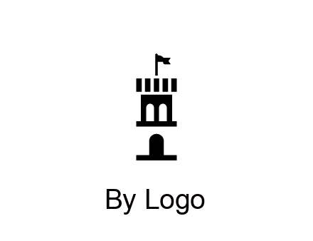 abstract negative spacing tower with flag