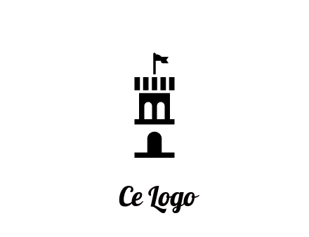 abstract negative spacing tower with flag