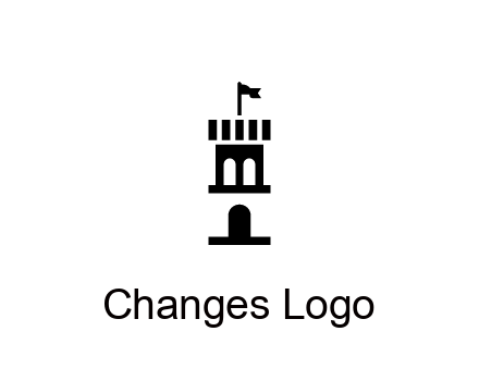 abstract negative spacing tower with flag