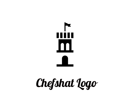 abstract negative spacing tower with flag