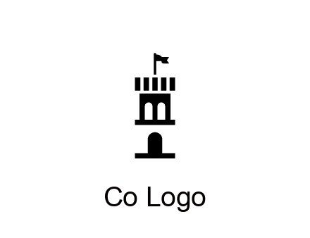 abstract negative spacing tower with flag