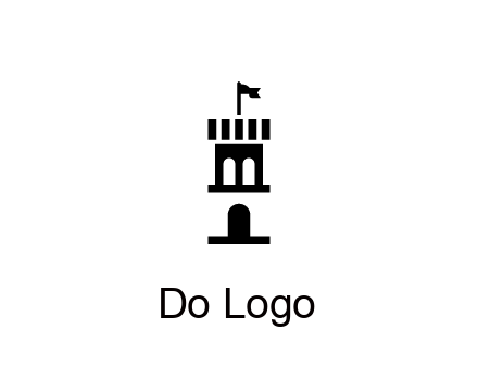 abstract negative spacing tower with flag