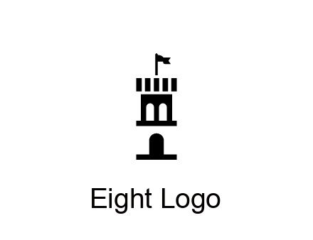 abstract negative spacing tower with flag