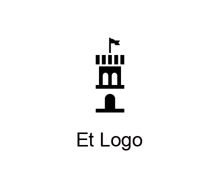 abstract negative spacing tower with flag