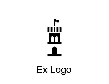 abstract negative spacing tower with flag