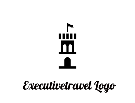 abstract negative spacing tower with flag