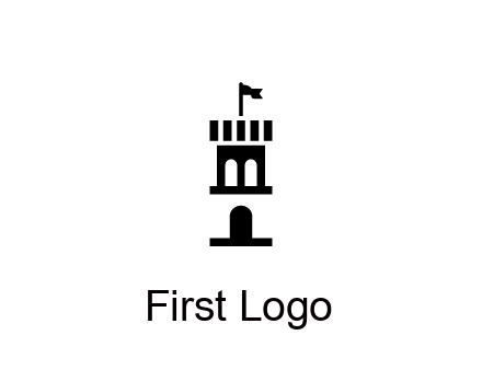 abstract negative spacing tower with flag