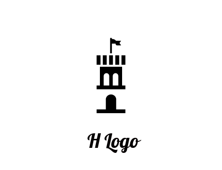 abstract negative spacing tower with flag
